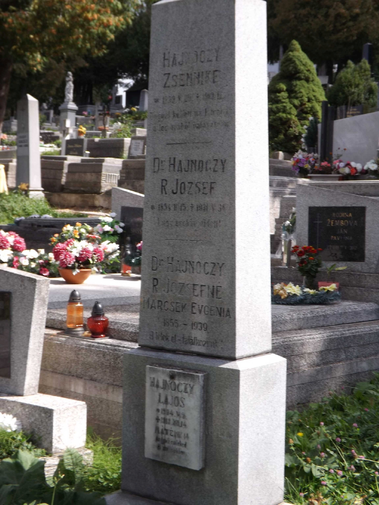 Hajnóczy R.József családi sírkövét az utódok átvitték az evangélikus temetőből a katolikus temetőbe
