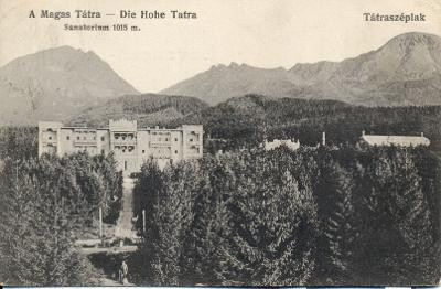 A tátraszéplaki Guhr-szanatórium 1916-is képeslapon. 1907-ban épült, később Jiŕi Wolker nevét vette föl, de 2003-tól újra Guhr nevét viseli